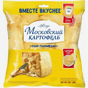 Чипсы Московский Картофель Рифленные Со Вкусом Сыра Пармезан С Сырным Соусом Heinz 84,5Г