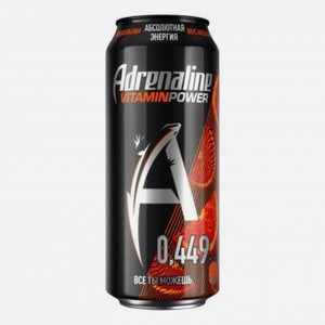 Напиток б/а энерг. газ. Адреналин Апельсин 0,449 л