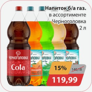 Напиток б/а газ в ассортименте Черноголовка 2л