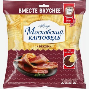 Чипсы Московский Картофель Рифленные Со Вкусом Бекона С Соусом Heinz Барбекю 89Г