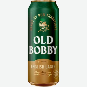 Пиво Old Bobby Lager Светл. Фильтр. Пастер. Ж/Б 0,45Л