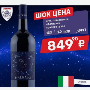 Вино ординарное «Астрале» красное сухое 13% | 1,0 литр