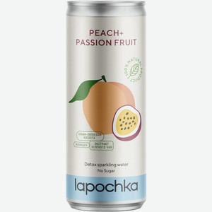 Вода  Лапочка  Персик + Маракуйя, в жестяной банке, 330 мл