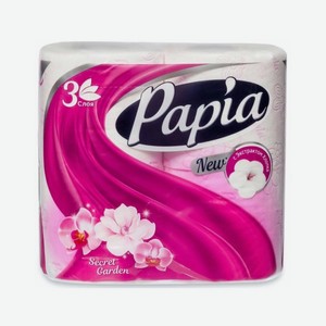 Туалетная бумага PAPIA Таинственный сад 3 сл 4шт