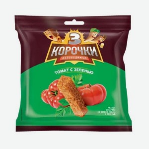 Сухарики Три Корочки ржаные со вкусом Томата и Зелени 40г 0.04л