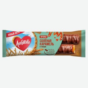 Шок батончик ЛЮБЯТОВО с солен карамелью в глазури 50г