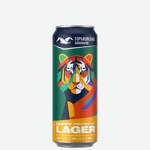 Пиво Горьковская Пивоварня Hoppy Lager светлое 5% 0,45л ж/б