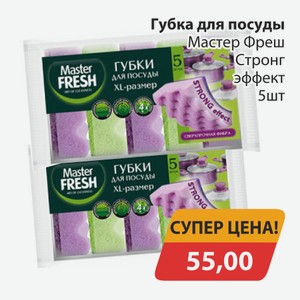 Губка для посуды Мастер Фреш Стронг эффект 5шт