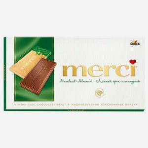 Мерси Шоколад Молочный с дробленым лесным орехом и миндалем 100гр 0.1л