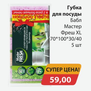 Губка для посуды Бабл Мастер Фреш XL 70*100*30/40 5шт