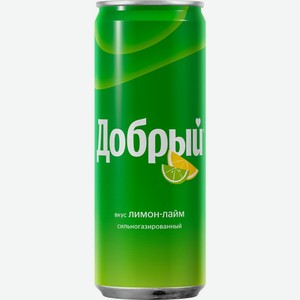 Вода  Добрый  Лимон-Лайм, Лимонад, в жестяной банке, 330 мл