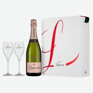 Шампанское Le Rose Creation в подарочной упаковке с 2-мя бокалами 0.75 л