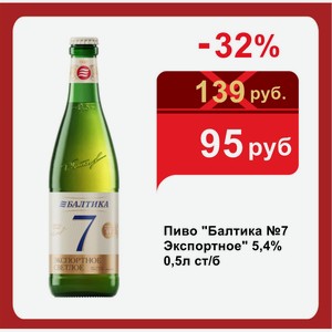 Пиво  Балтика №7 Экспортное  5,4% 0,5л ст/б