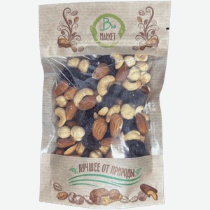 Смеси орехи и сухофрукты Смесь жареных орехов и изюма Biomarket 110г
