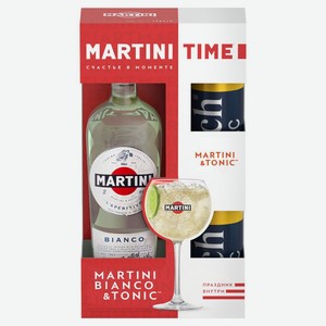 Напиток виноградосодержащий из виноградного сырья Martini Bianco Италия, 1 л + 2 банки тоник Rich 0.33 л