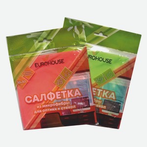 Салфетка из микрофибры для оптики и стекол 30 см х 30 см Eurohouse 1 шт