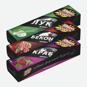 Чипсы Картофельные Hrusti shock сметана и лук, бекон, краб 200 г