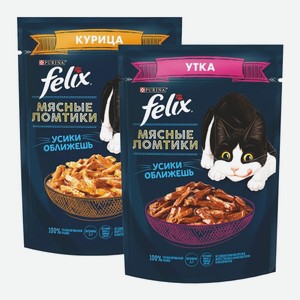 Корм влажный для кошек Феликс Мясные ломтики говядина, курица, утка 75 г