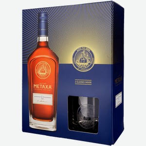 Бренди Metaxa 12 stars (gift box with two glasses) 40% 0.7 л.