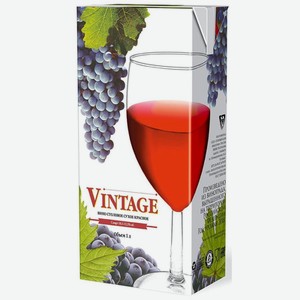 Вино красное Торговый дом Виктория Vintage сухое 10,5-12.5%, 1 л, тетрапак, Россия