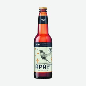 Пиво Горьковская пивоварня American Pale Ale светлое нефильтрованное пастеризованное 5,5%, 0,44 л, стеклянная бутылка