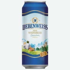 Светлое пиво Liebenweiss Hefe-Weissbier в банке 0.5л