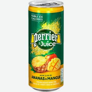 Вода Напиток Perrier Juice Ananas & Mangue газированный 0.25л