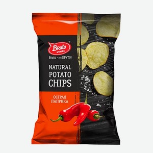 Чипсы Бруто Natural Potato Chips Острая Паприка 130гр