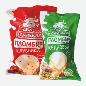 Мороженое Вафельный стаканчик Дело в сливках пломбир клубника, кедровые орешки 70 г