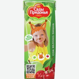 Сок САДЫ ПРИДОНЬЯ яблочно вишневый, 0.2л