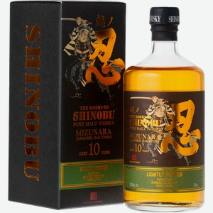 Виски Shinobu Lightly Peated Pure Malt 10 y.o. Mizunara Japanese Oak Finish (gift box) 43% 0.7 л.