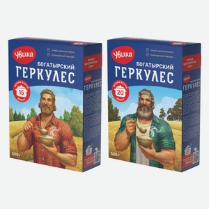 Хлопья овсяные Геркулес Богатырский 15 минут, 20 минут Увелка 500 г