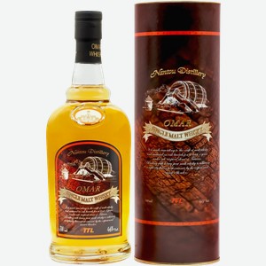 Виски Omar Single Malt Peated Type (gift box) 46% 0.7 л.