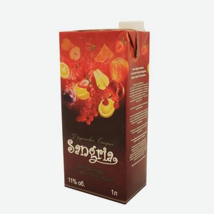 Фруктовая Сангрия Sangria Плодовая Алкогольная Продукция Красная Полусладкая 1л