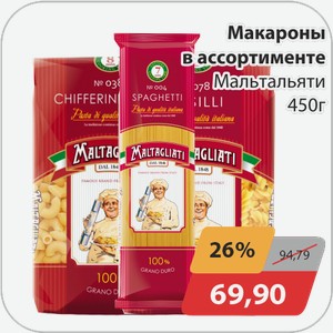Макароны в ассортименте Мальтальяти 450 г