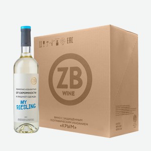 Вино тихое белое полусухое ZB Wine RIESLING  Помогаю избавиться ...  2021 (6 шт.) 0.75 л
