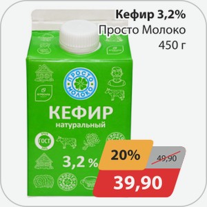 Кефир 3,2% Просто Молоко 450 г