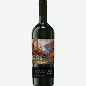 Вино Саперави ТМ Агора красное сухое 13,5% 0.75л. 0.75 л