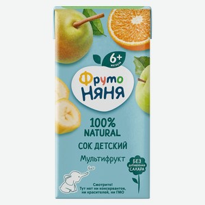 Сок детский ФрутоНяня Банан, яблоко, вишня и малина осветленный, 200мл